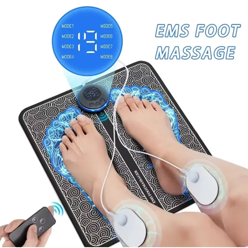 Remote Controller Rechargeable EMS Foot Massager Pad, Portable Electric EMS Muscle Stimulation Massage Mat Relief Pain Relax