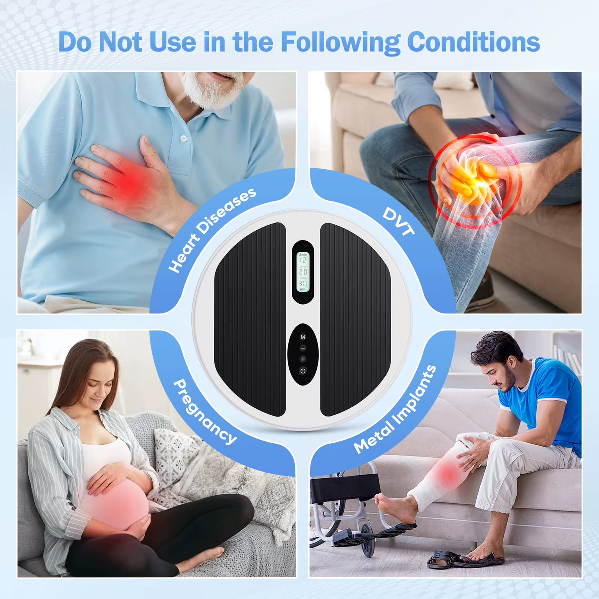 Professional EMS&TENS Foot Massager 20 Intensity Levels Squeezing, Kneading & Acupuncture for Relieves Foot & Leg Pain Blood Circulation