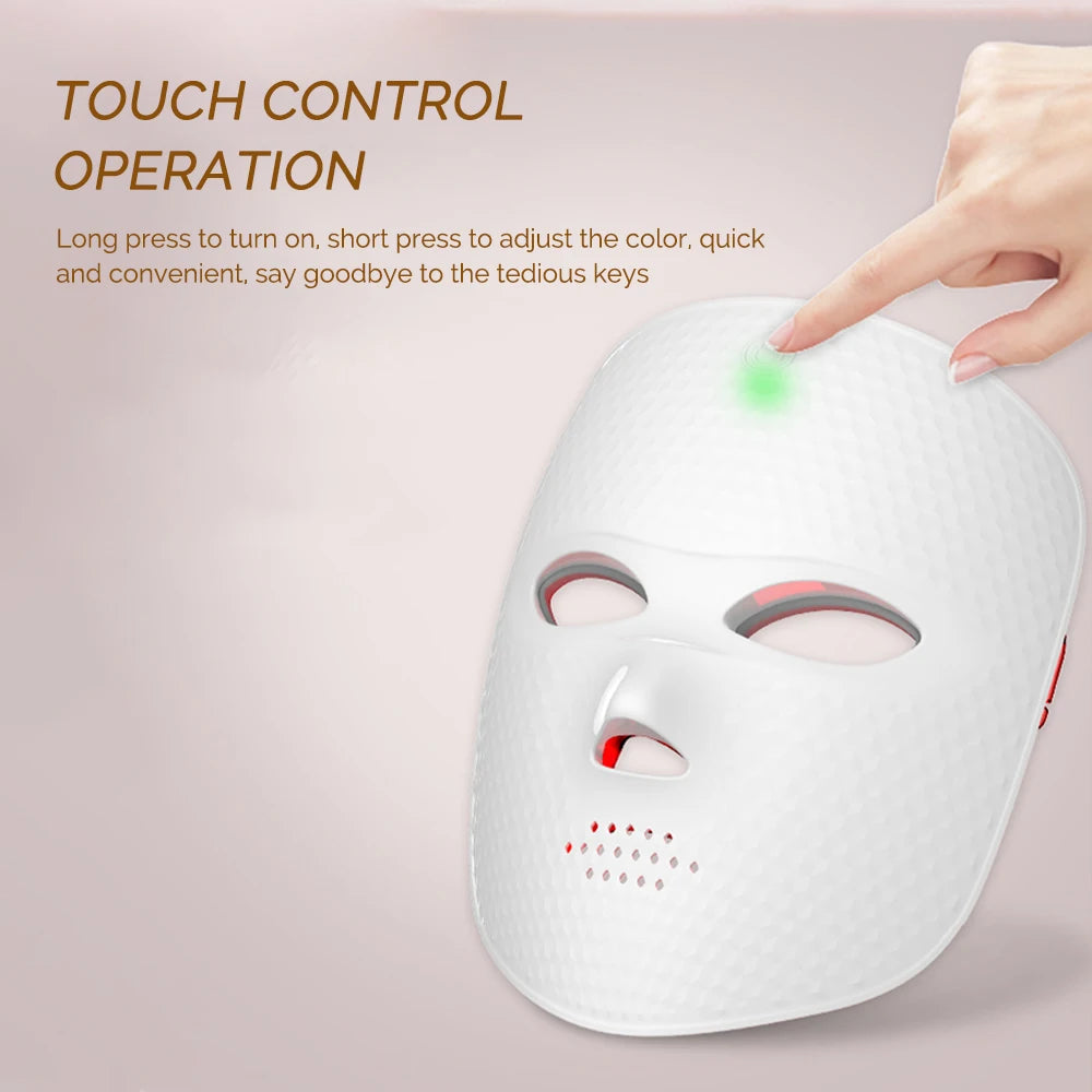Masque Facial LED 7 Couleurs, Thérapie À La Lumière Rouge, Pour Le Rajeunissement Anti-Âge, Dispositif De Beauté Éclaircissant Pour La Peau