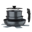 5Pcs Nonstick Cookware Set Detachable Handle Cast Aluminum Pots Pans with Lid Trivet for Kitchen Induction Gas Stove