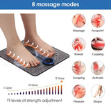 Remote Controller Rechargeable EMS Foot Massager Pad, Portable Electric EMS Muscle Stimulation Massage Mat Relief Pain Relax