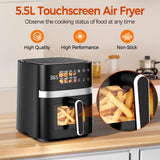 5.5L Capacity Air Fryer 1350W Oil Free Electric Fryer Timer Control Home Kitchen Cooker Non-Fat Fryer