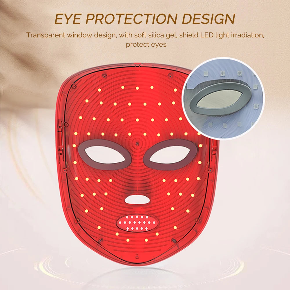 Masque Facial LED 7 Couleurs, Thérapie À La Lumière Rouge, Pour Le Rajeunissement Anti-Âge, Dispositif De Beauté Éclaircissant Pour La Peau
