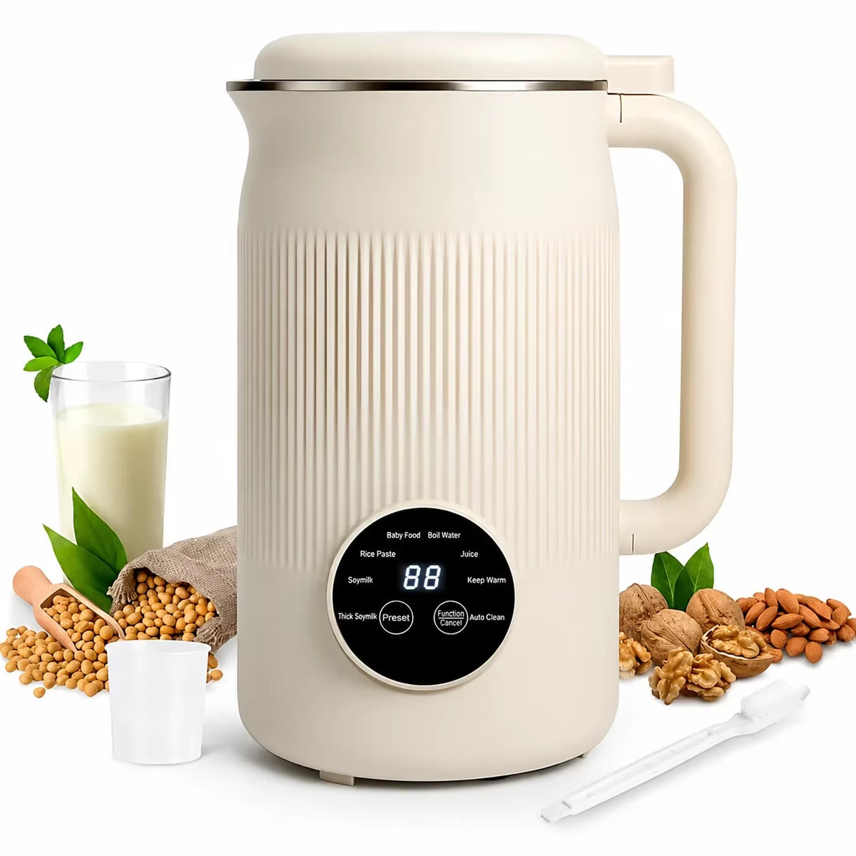 Upgraded Fully Automatic Soy Milk Machine LCD Touch Screen No-Wash Milkshake Machine Household 1.2L Filter-Free Soy Milk Machine