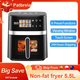 5.5L Capacity Air Fryer 1350W Oil Free Electric Fryer Timer Control Home Kitchen Cooker Non-Fat Fryer