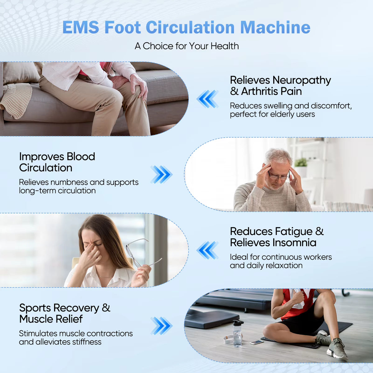 Professional EMS&TENS Foot Massager 20 Intensity Levels Squeezing, Kneading & Acupuncture for Relieves Foot & Leg Pain Blood Circulation